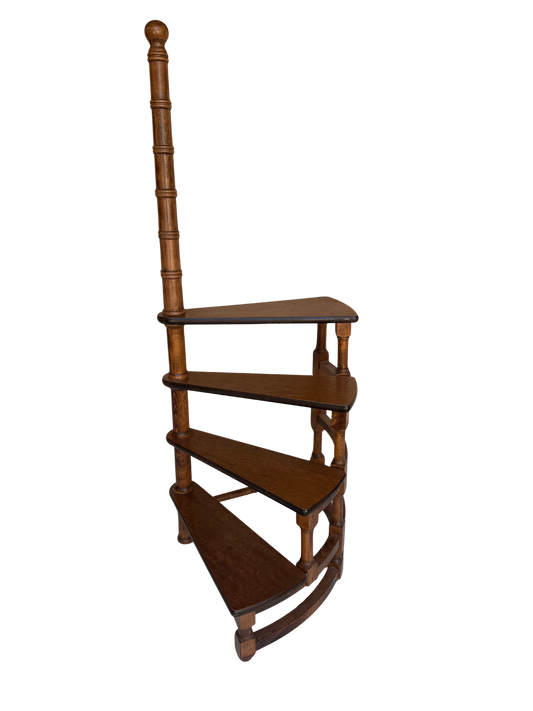 Vintage Italian Oak Spiral Staircase-Form Display Stand / Whatnot, Circa 1920–1950