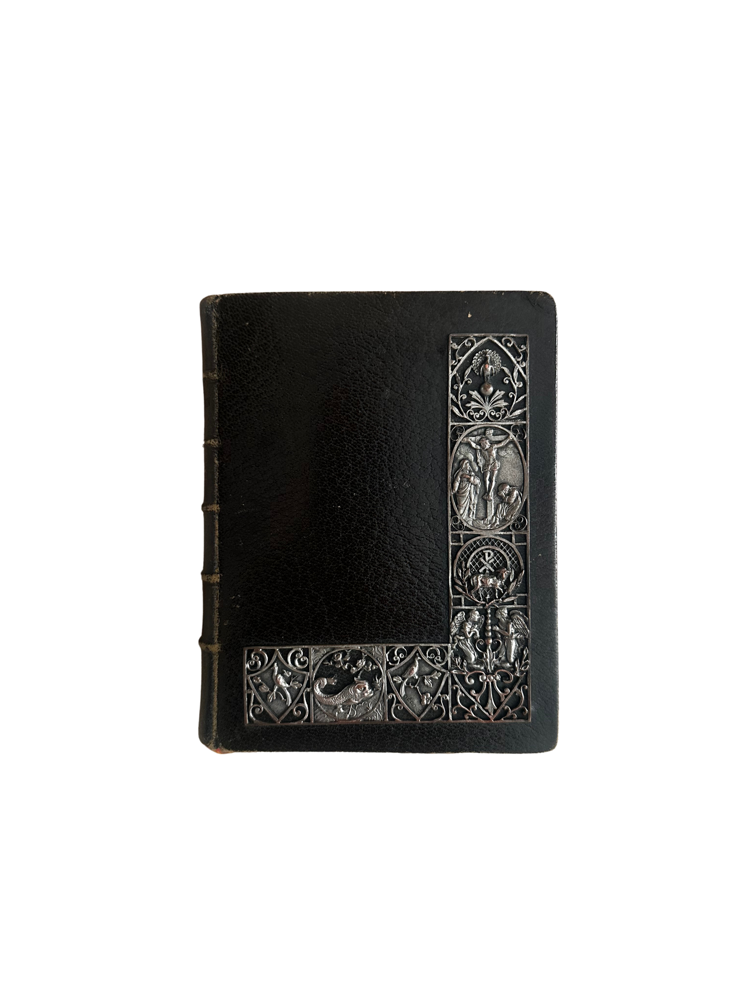 Antique French Paroissien Romain Missal (1881) with Gilt Edges, Hidden Fore Edge Marbling, and Ornate Silver Mounts – Alfred Mame and Fils, Tours