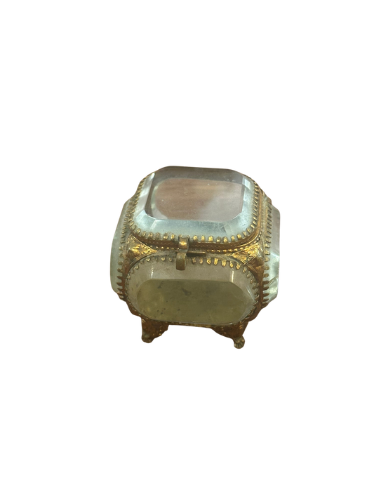 Victorian Beveled Glass Jewelry Casket with No Lining