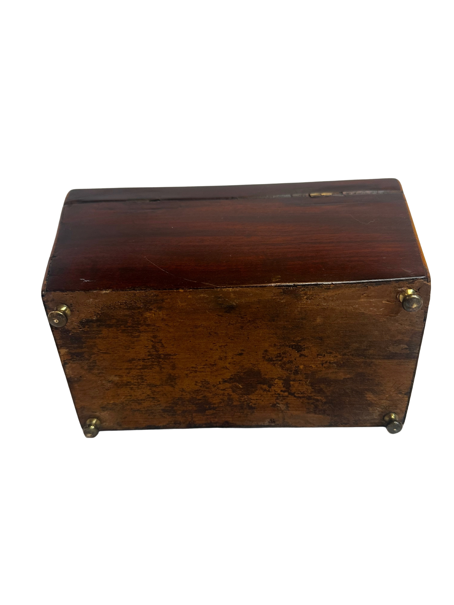 Antique English Regency Wooden Tea Caddy with Dual Interior Compartments