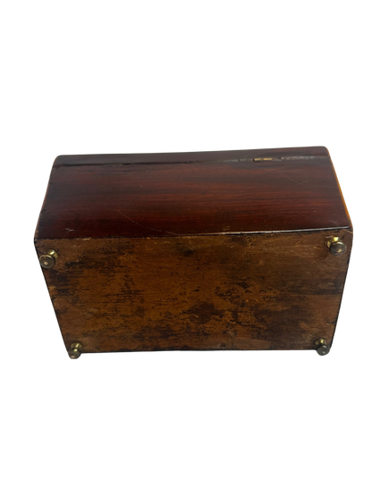 Antique English Regency Wooden Tea Caddy with Dual Interior Compartments