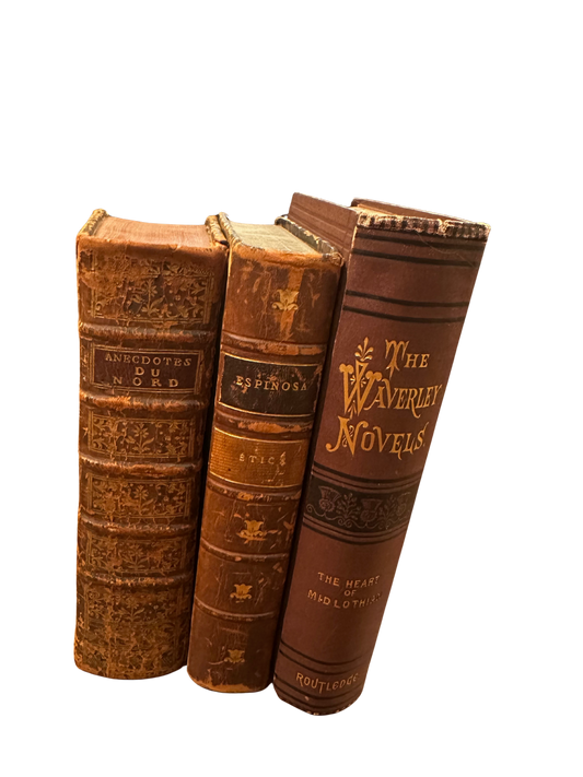 Three Antique Book Set (18th C - 19th C) - Anecdotes du Nord (1770), Etica (19th C), The Heart of Midlothian (19th C)