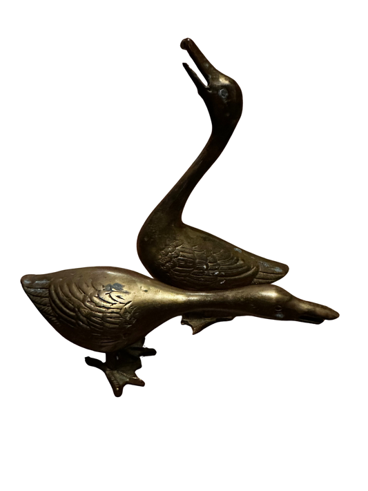 2 Brass Geese Set