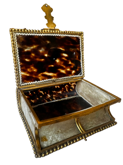French Tortoiseshell and Mother-of-Pearl Mounted Book Form Box