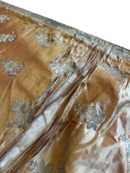 Antique Ecclesiastical Silk Brocade Altar Runner with Monstrance, Angels and IHS Christogram
