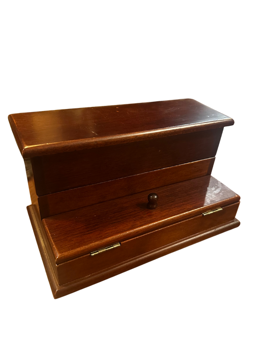 Vintage Two Tier Wooden Box for Stamps