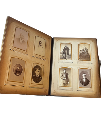 Late Victorian Leather-Bound Photograph Album with Gilt and Blind Tooling and Working Clasp