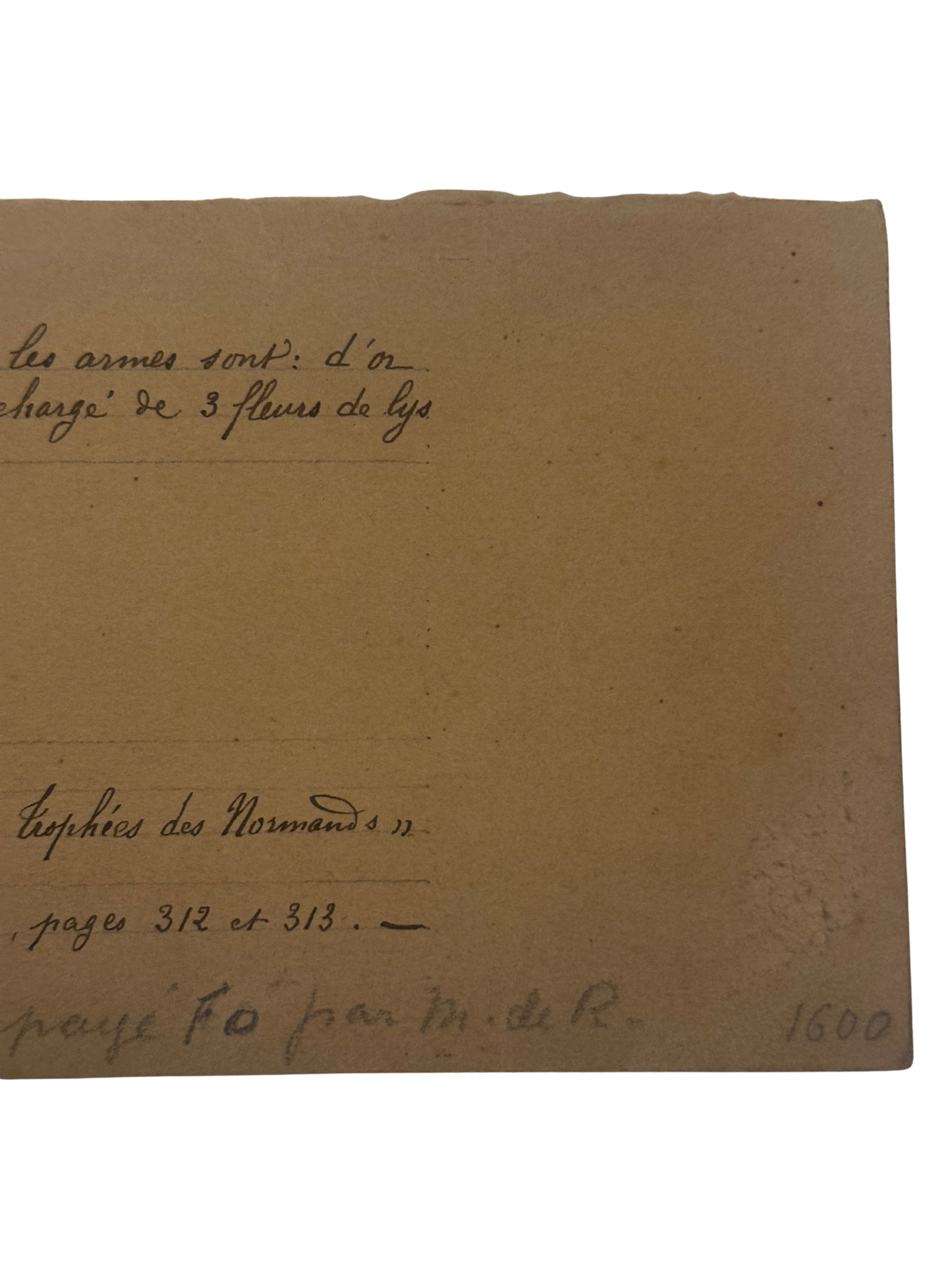 Antique French Collector’s Identification Note for Norman Ex Libris (Priory of Saint-Lô, Rouen)