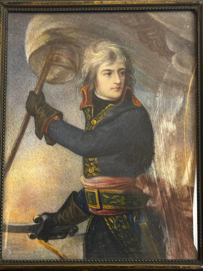 19th C Miniature Portrait of Napoleon Bonaparte at the Bridge of Arcole (After Antoine-Jean Gros)