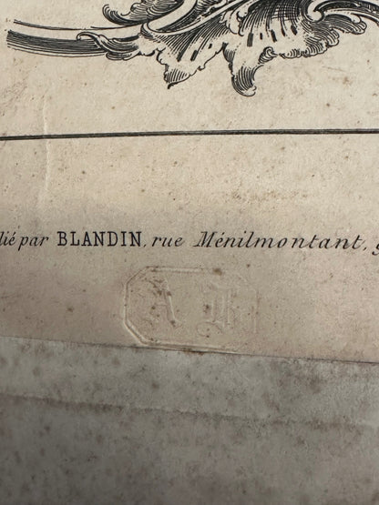 19th-Century French Rococo Revival Furniture Ornament Engraving — Plate I