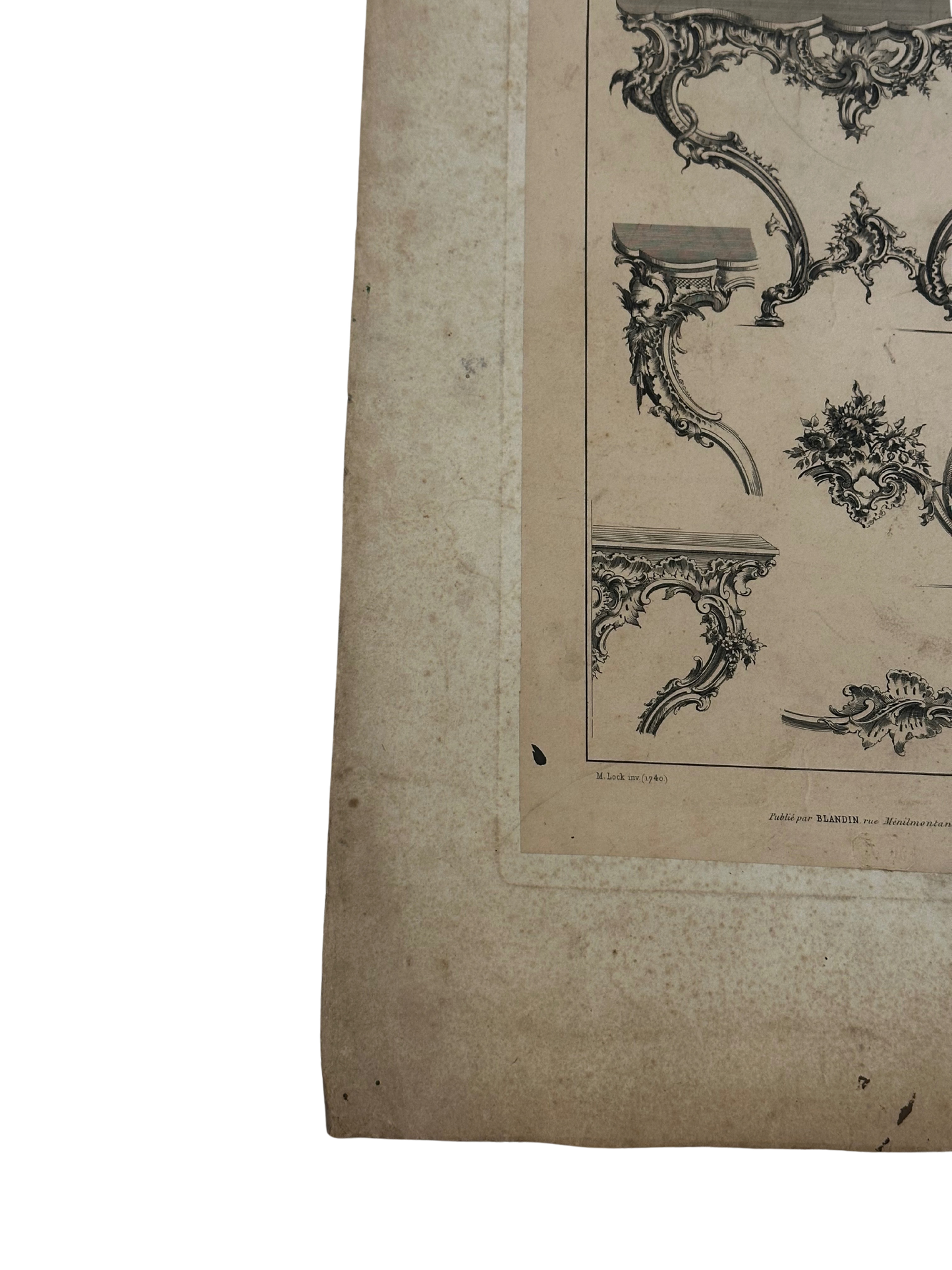 19th-Century French Rococo Revival Furniture Ornament Engraving — Plate I