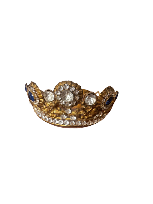 19th Century Continental Gilt Metal Crown with Paste Stones