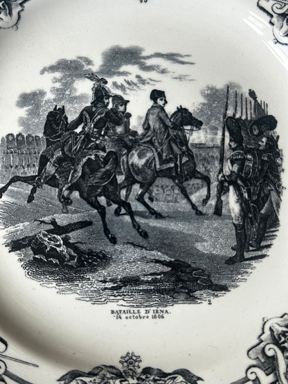Black Transferware Plate - Napoleon (Boch Freres)
