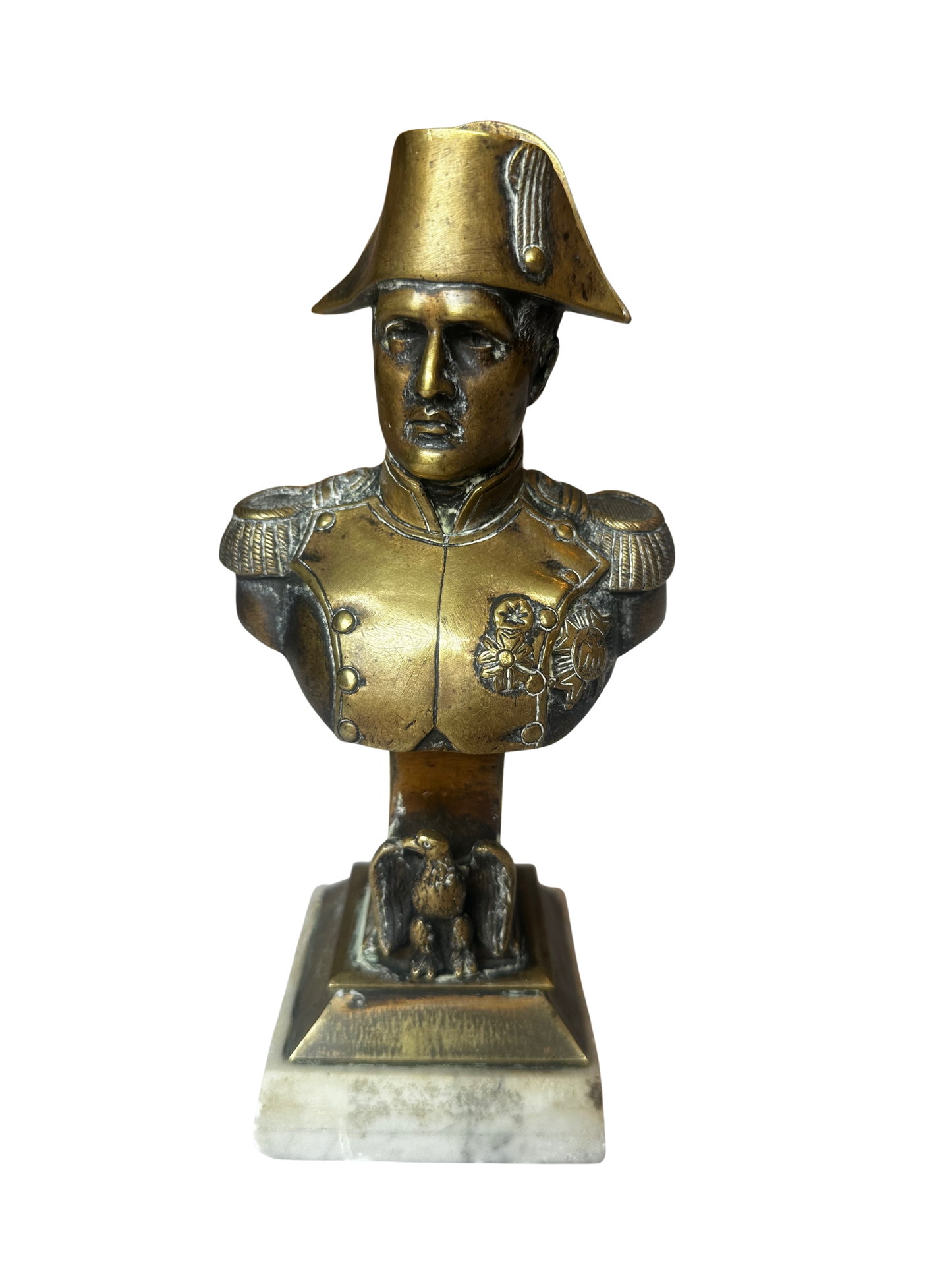 Bronze Napoleon I Statue on White Marble Base
