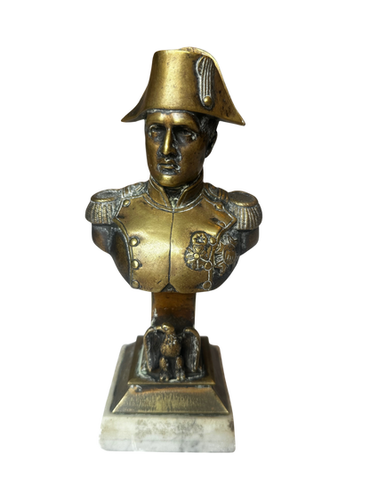 Bronze Napoleon I Statue on White Marble Base