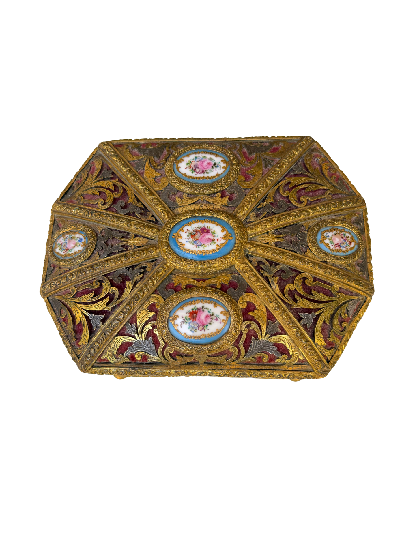 Napoleon III Style Ormolu Jewelry Casket with Sèvres-Style Porcelain Plaques