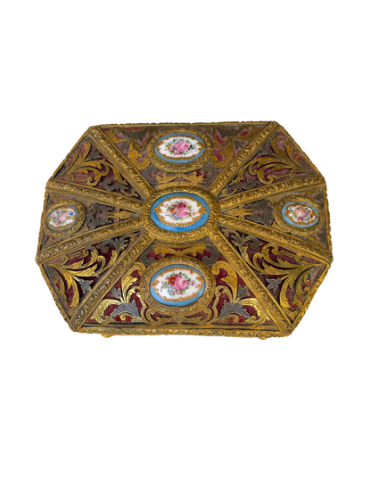 Napoleon III Style Ormolu Jewelry Casket with Sèvres-Style Porcelain Plaques