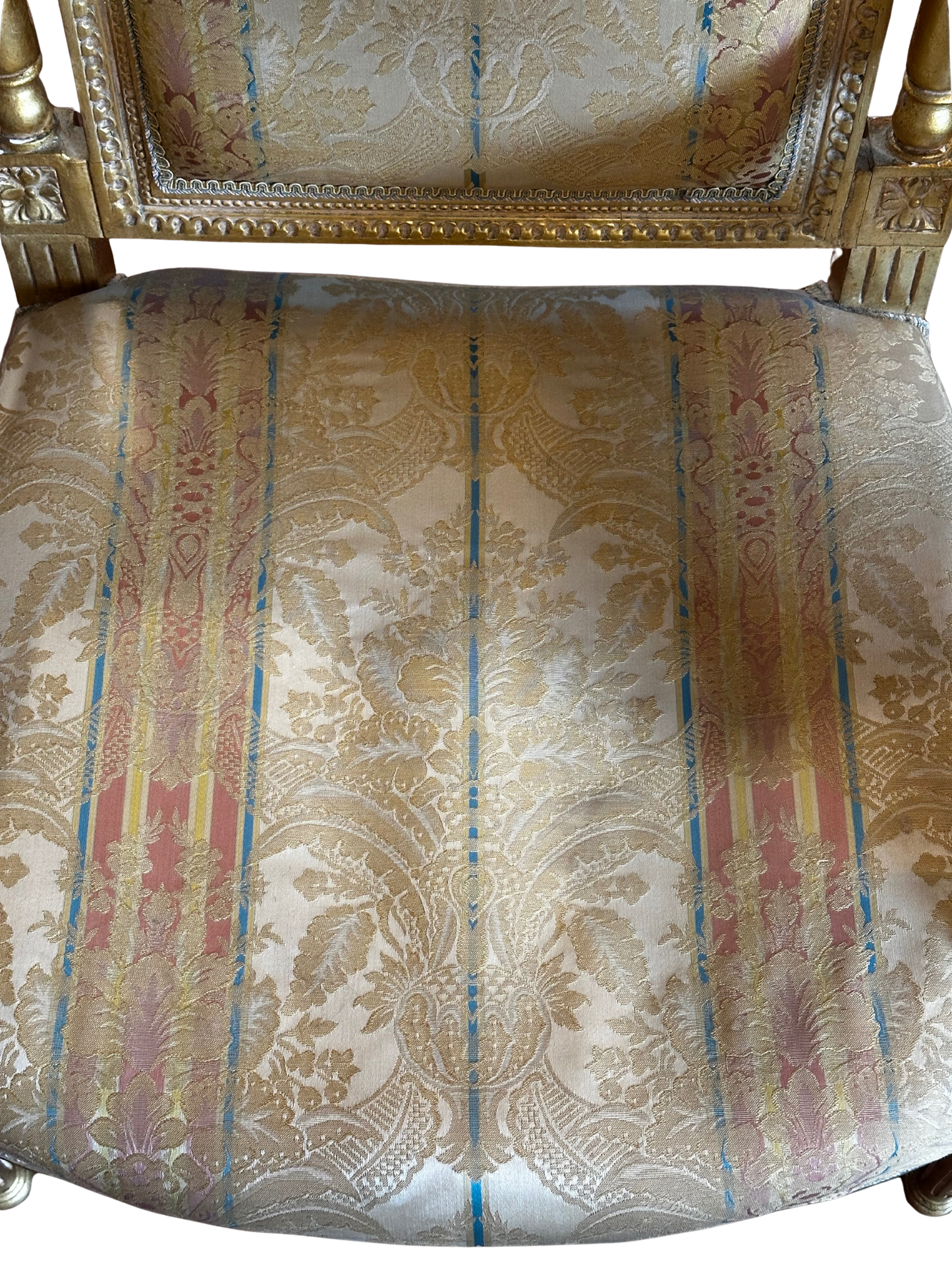 Two Fine French Louis XVI Style Silk-Upholstered Armchairs