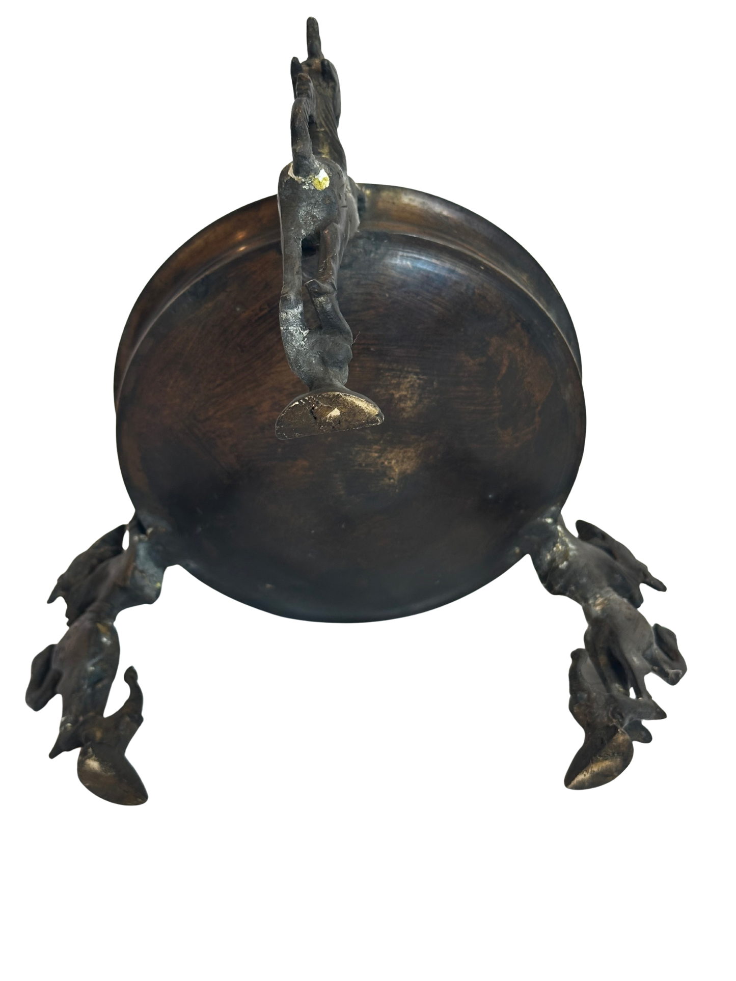 Antique Bronze Mythological Creature Tripod Bowl / Vide-Poche