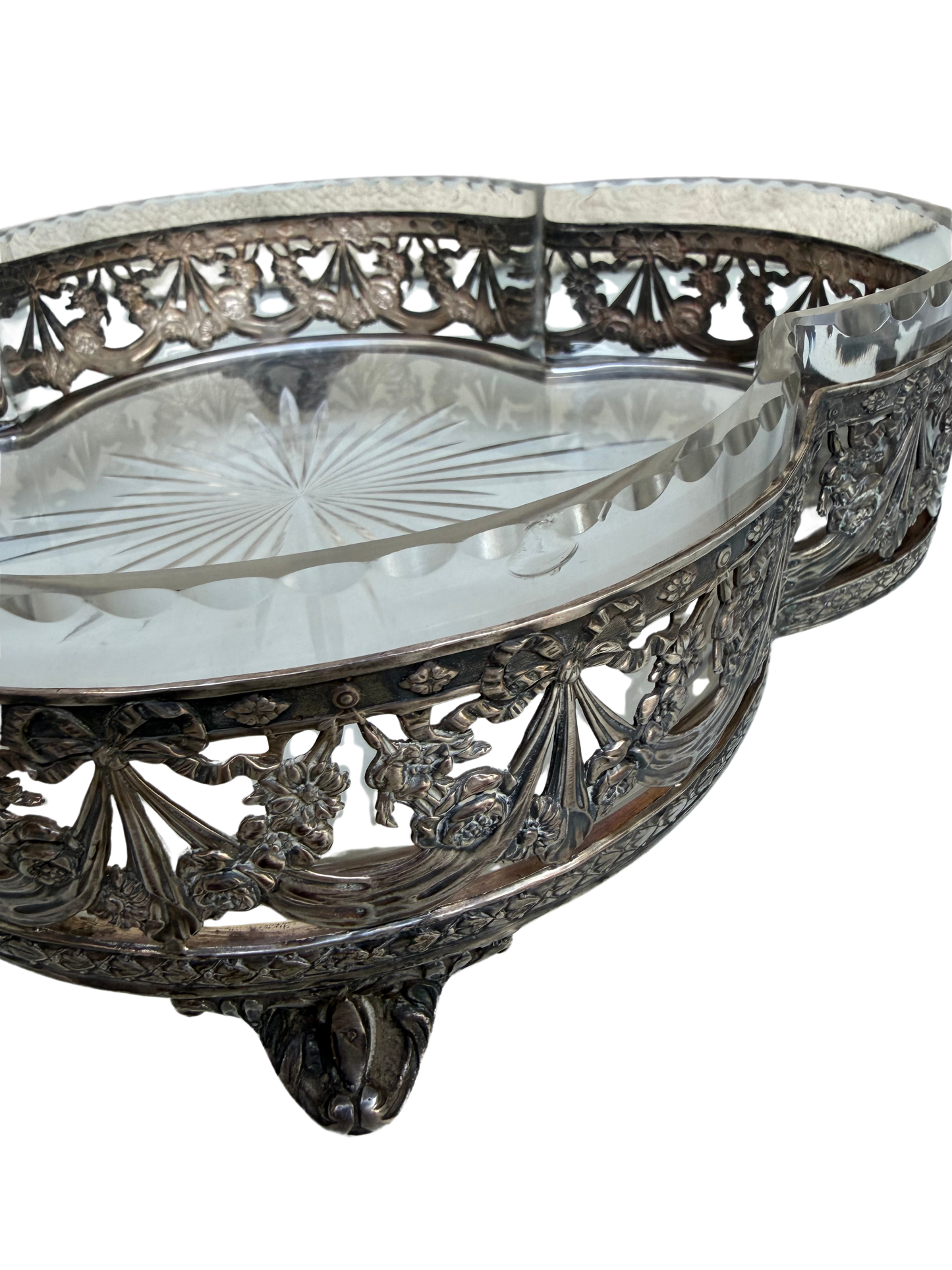 Wiskemann Silver-Plated Mounted Crystal Centerpiece Bowl / Jardinière