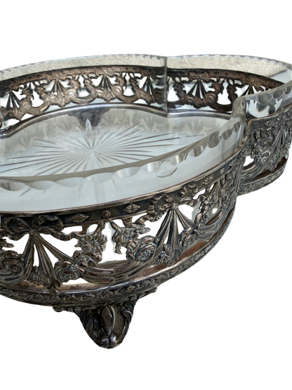 Wiskemann Silver-Plated Mounted Crystal Centerpiece Bowl / Jardinière