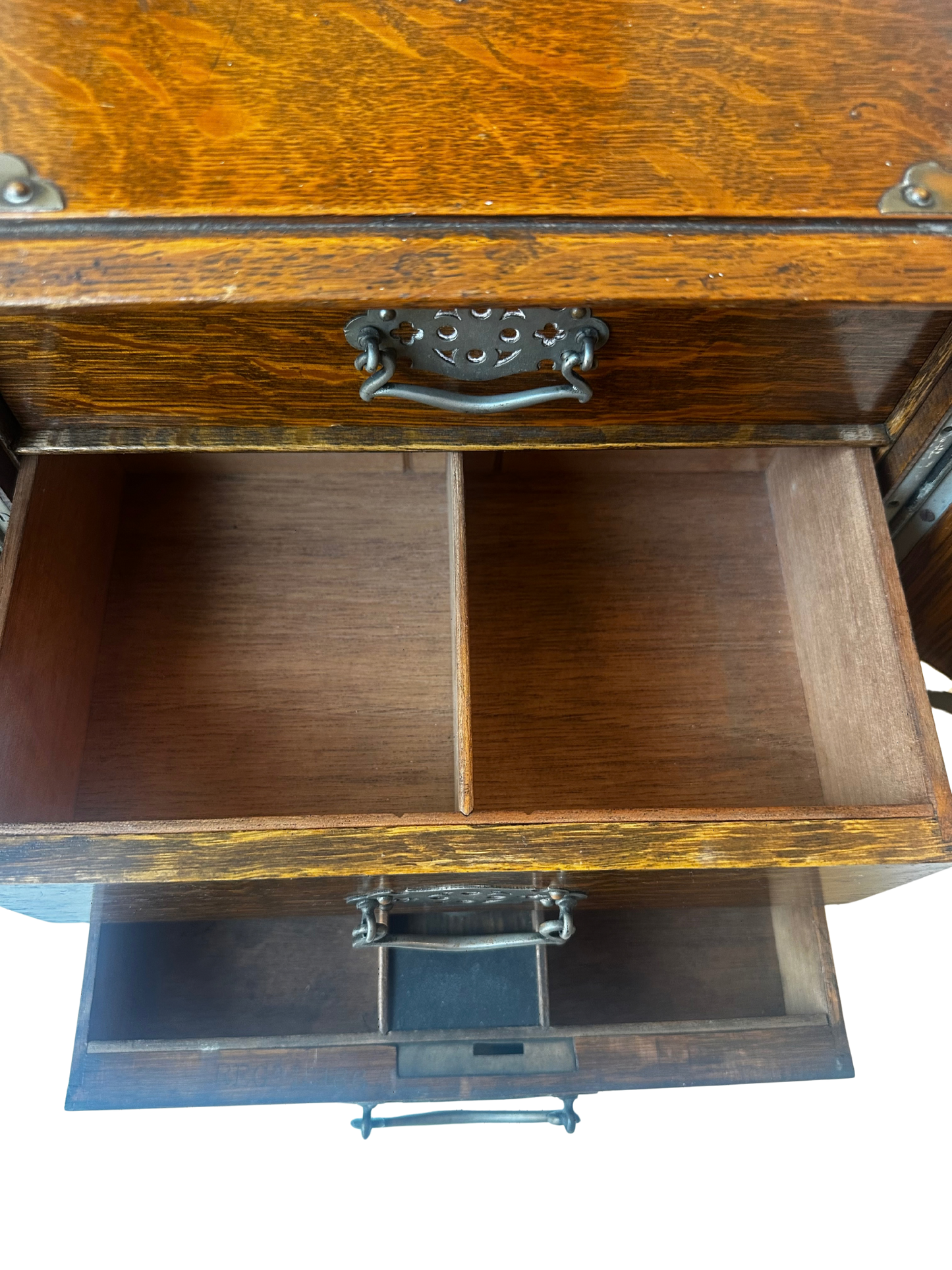Antique English Oak Writing Compendium Box with Drawers and Presentation Plaque (1913)
