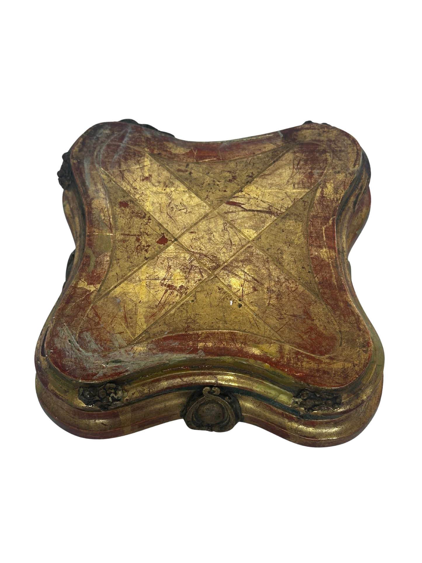 Polychrome and Giltwood Quatrefoil Display Riser / Plateau