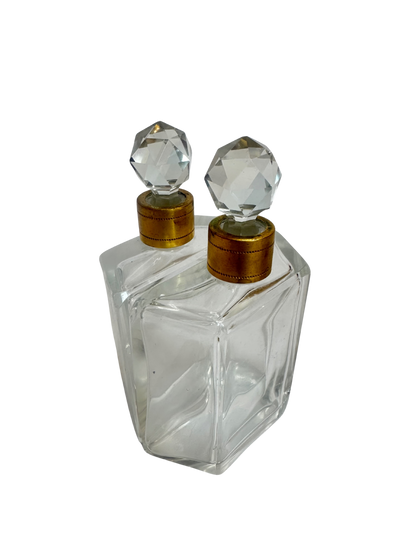 French Gilt-Mounted Double Perfume Bottle Set in Architectural Holder