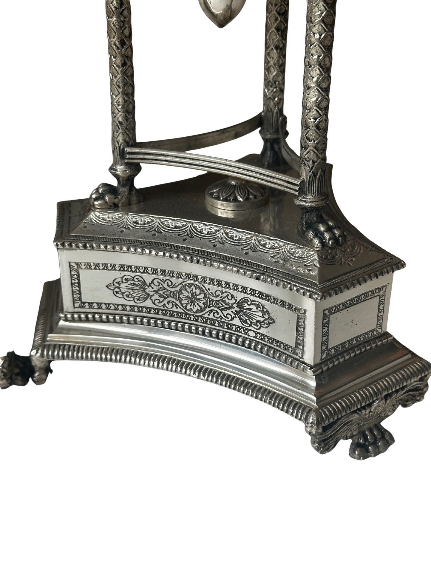 Pair of Neoclassical Silverplate Trumpet Vases with Swan/Crane Motifs