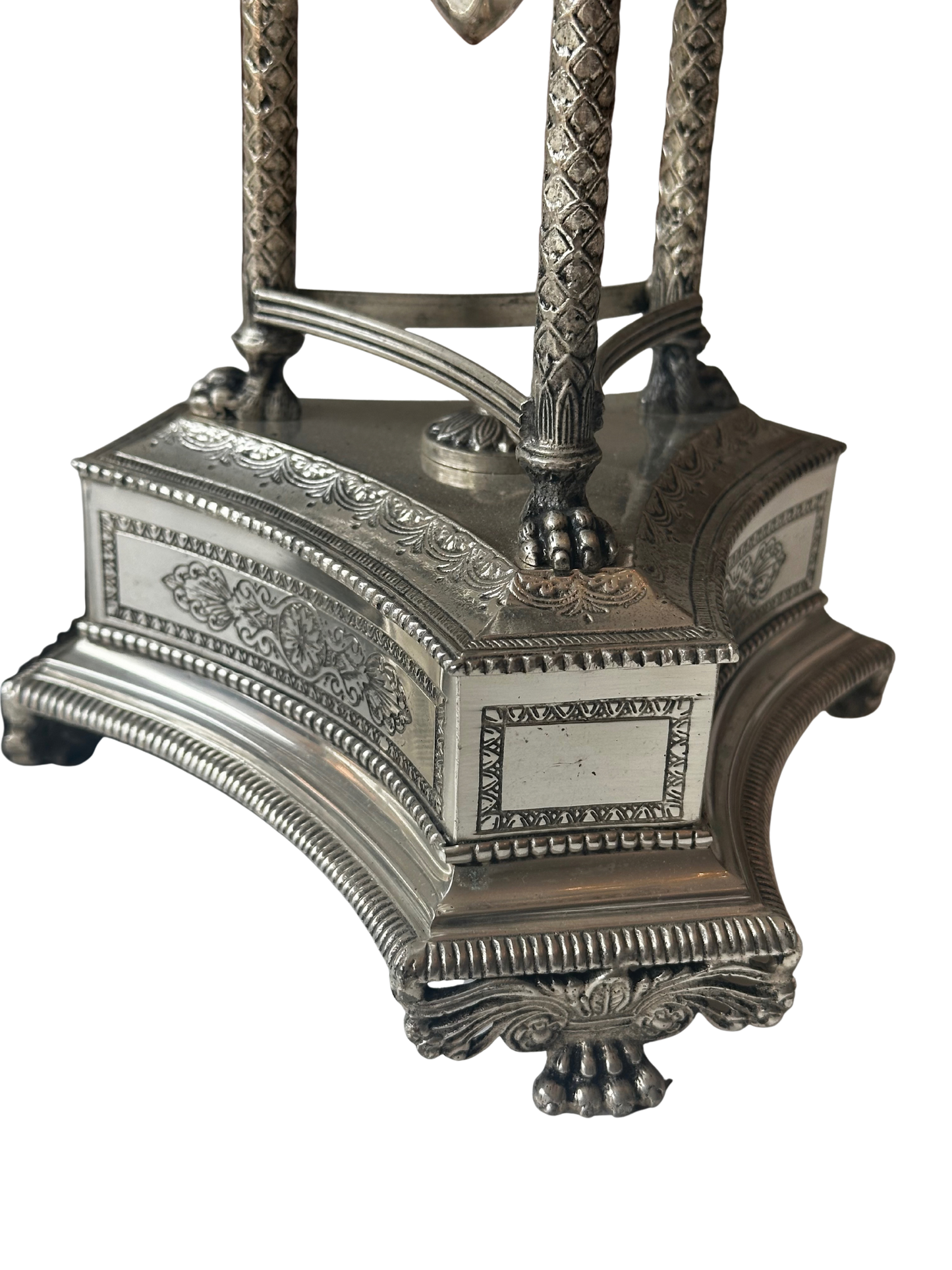 Pair of Neoclassical Silverplate Trumpet Vases with Swan/Crane Motifs
