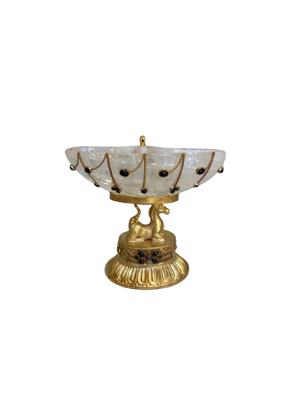 Himalayan-Influenced Rock Crystal and Gilt Metal Tazza / Decorative Compote
