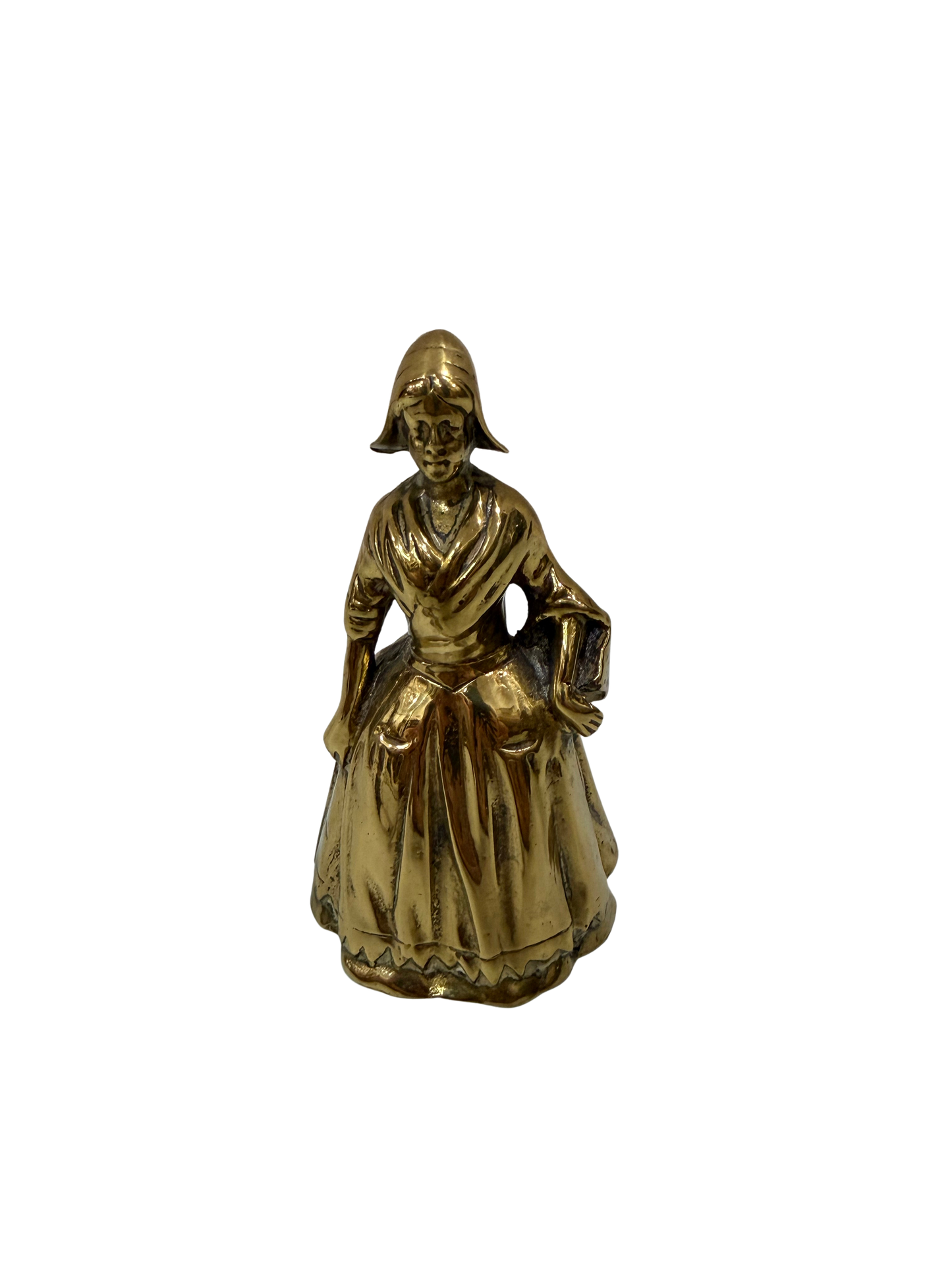 Antique Victorian Solid Brass "Dutch Girl" Table Bell
