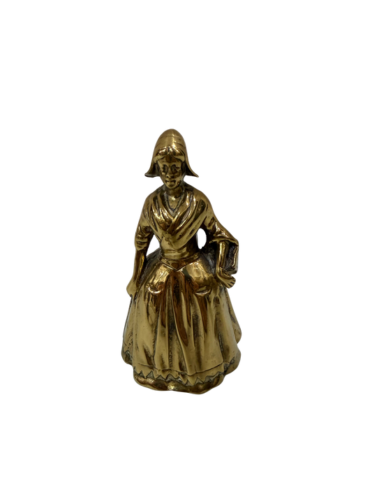 Antique Victorian Solid Brass "Dutch Girl" Table Bell