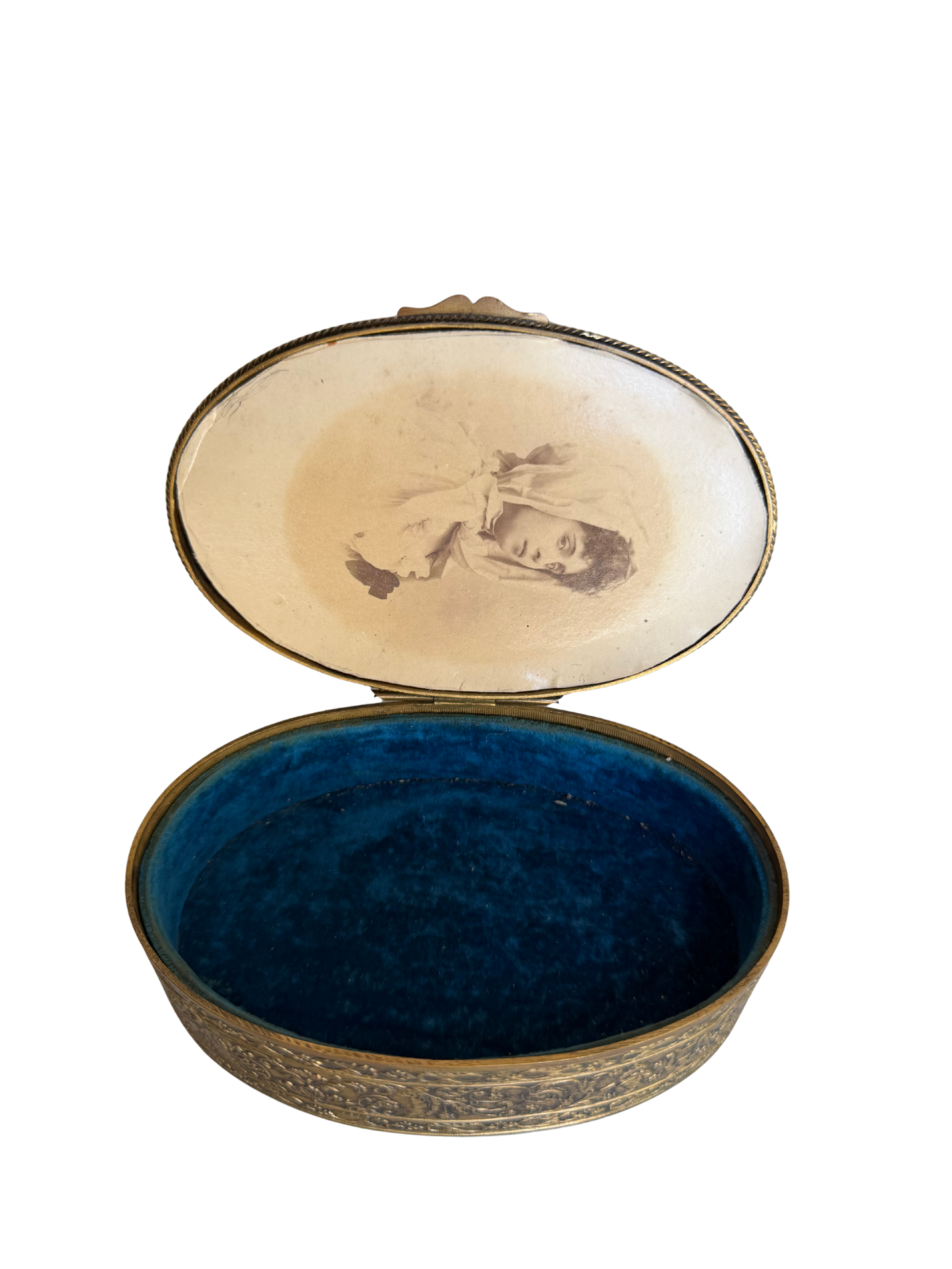 Antique French Gilt Metal Jewelry Casket with Portrait Miniature of Marie Antoinette, Late 19th Century