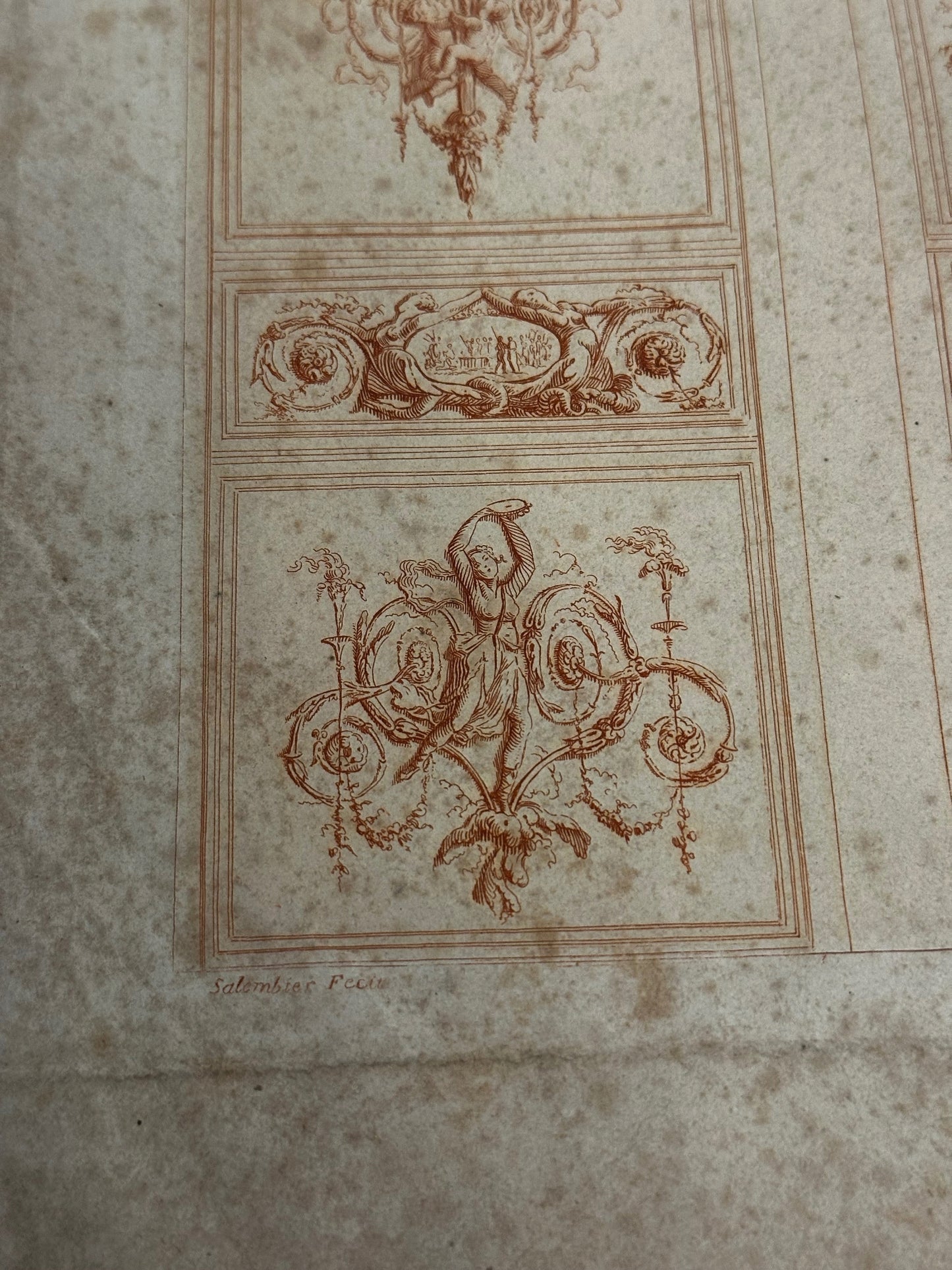 18th-Century French Ornamental Panel Engraving by Salembier