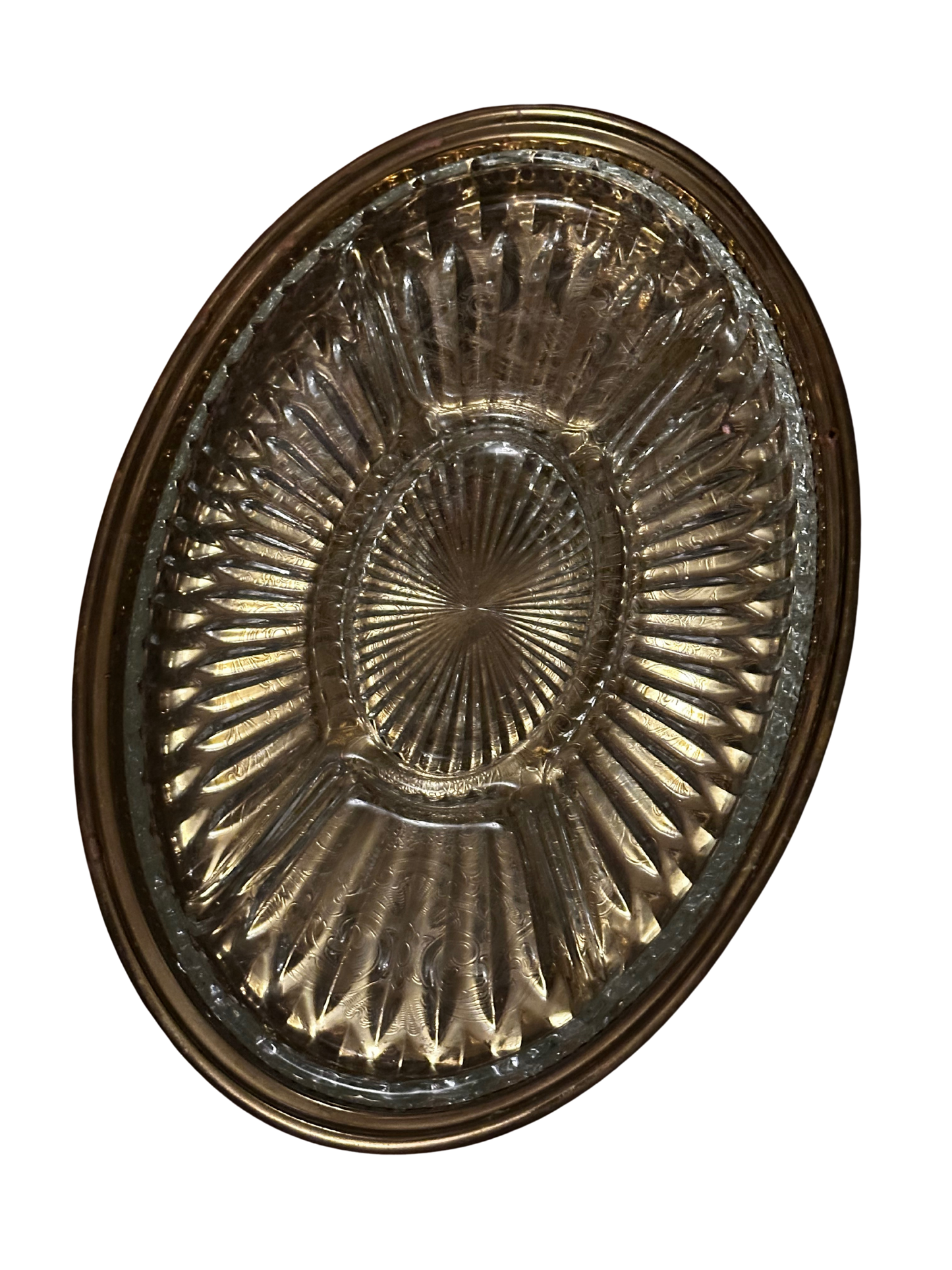 Lacquered Brass Oval Tray and Glass Dip Insert (Towle)