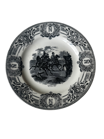 Black Transferware Plate - Napoleon (Boch Freres)