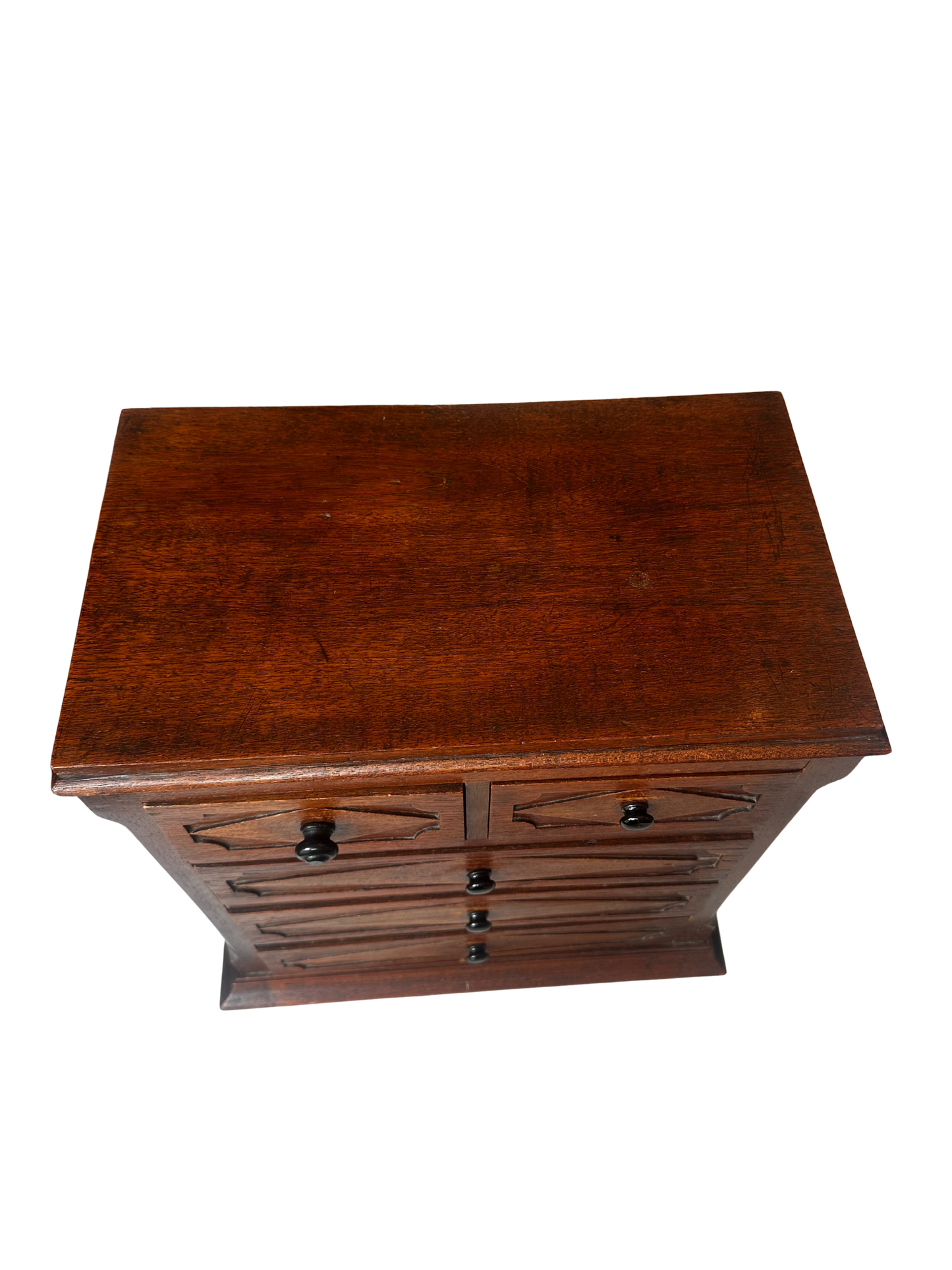 English Carved Table-Top Chest of Drawers