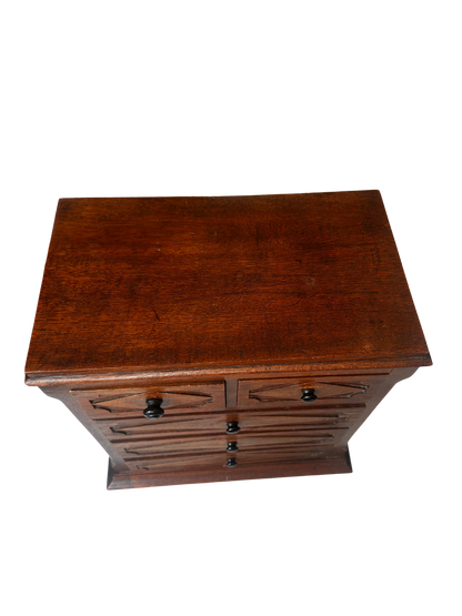 English Carved Table-Top Chest of Drawers