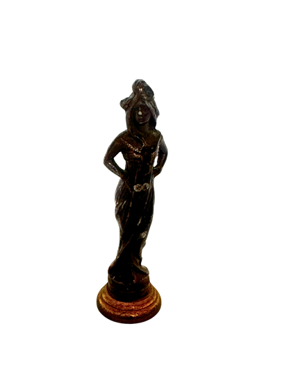 Art Nouveau–Style Gilt Bronze Wax Seal with Female Figure and Monogram