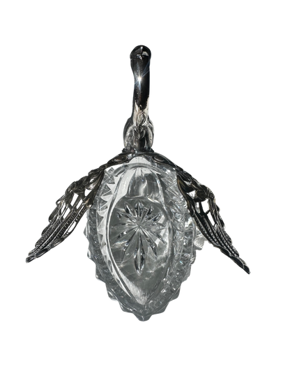 Silverplate Swan Figural Master Salt Cellar with Cut Crystal Bowl