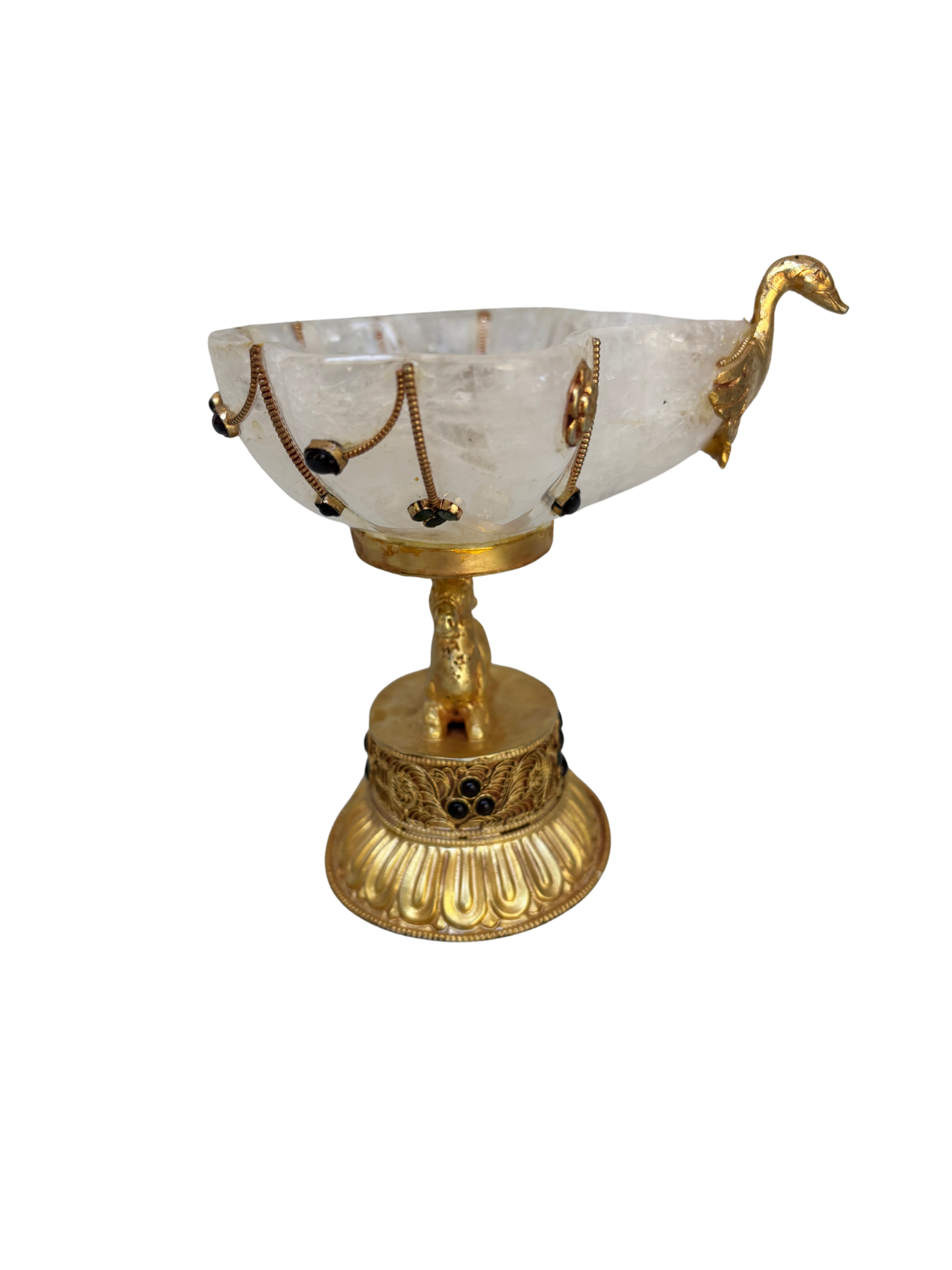 Himalayan-Influenced Rock Crystal and Gilt Metal Tazza / Decorative Compote