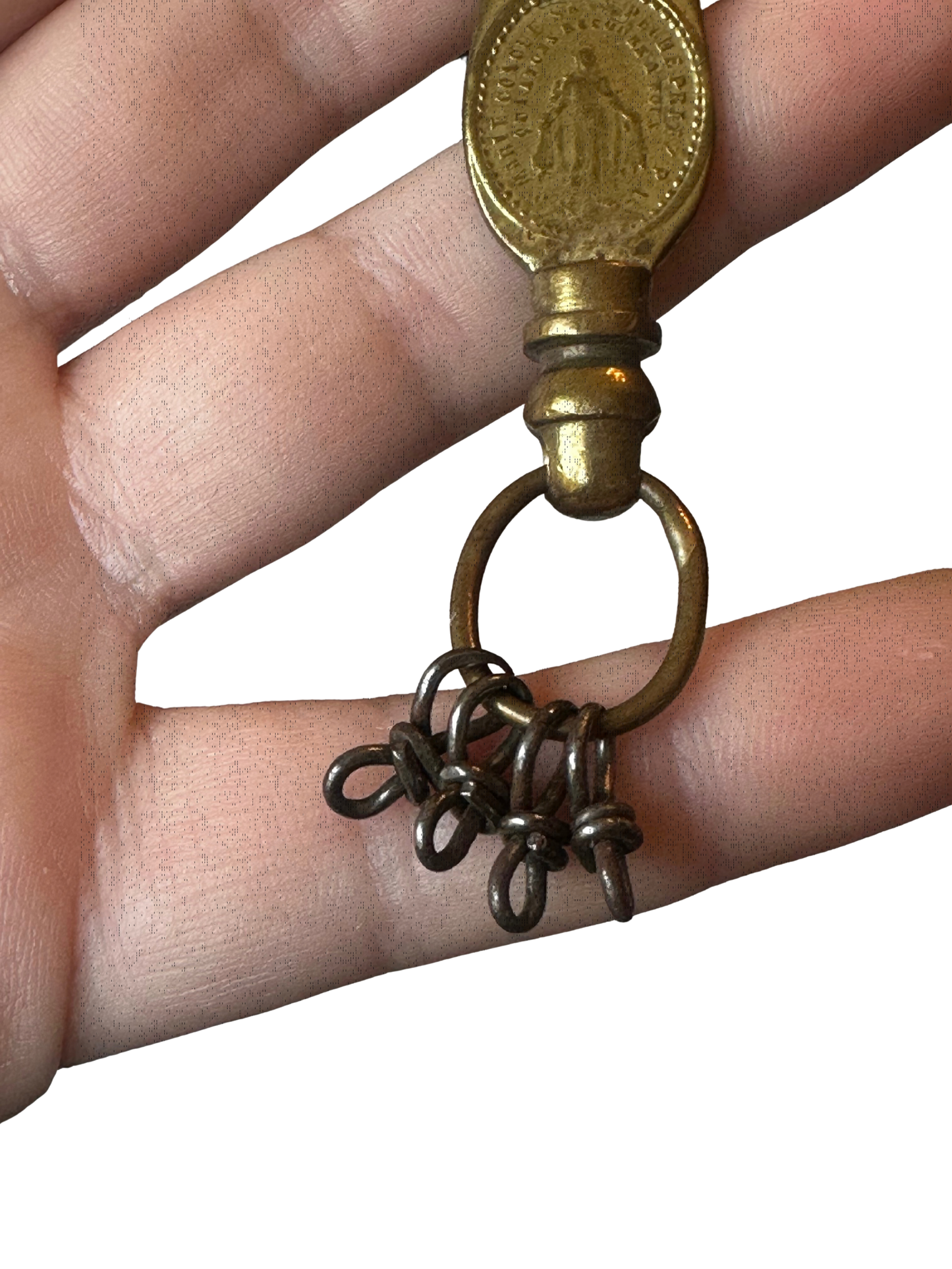 Antique Religious/Rosary Chatelaine Hook with Miraculous Medal Motif