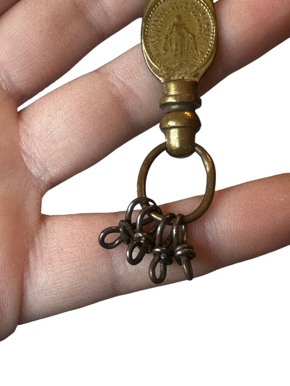 Antique Religious/Rosary Chatelaine Hook with Miraculous Medal Motif