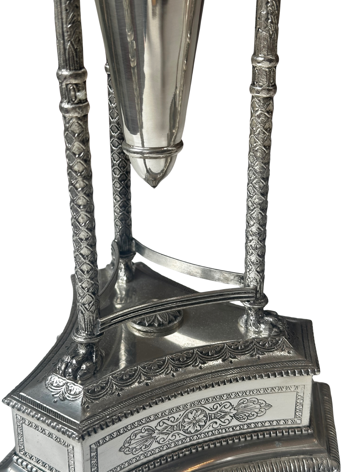 Pair of Neoclassical Silverplate Trumpet Vases with Swan/Crane Motifs