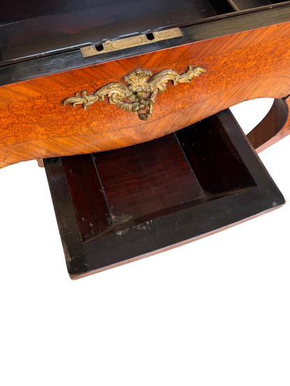 Stamped Paul Sormani Paris Louis XV Style Marquetry Vanity / Dressing Table with Mirror