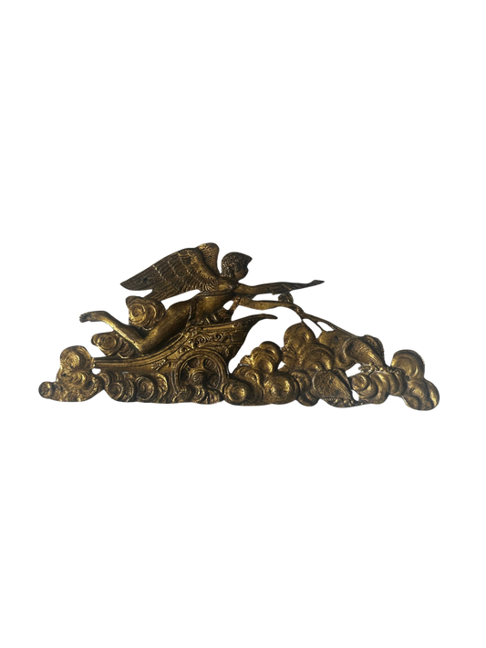 Antique French Ormolu Figural Mount Depicting Winged Putto in Chariot