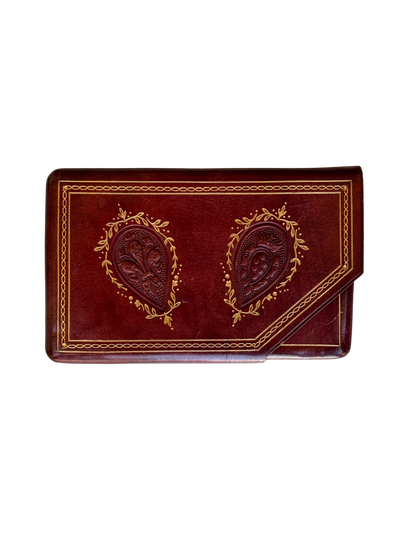 Vintage Italian Gilt-Tooled Red Leather Card Case, Mid-20th Century