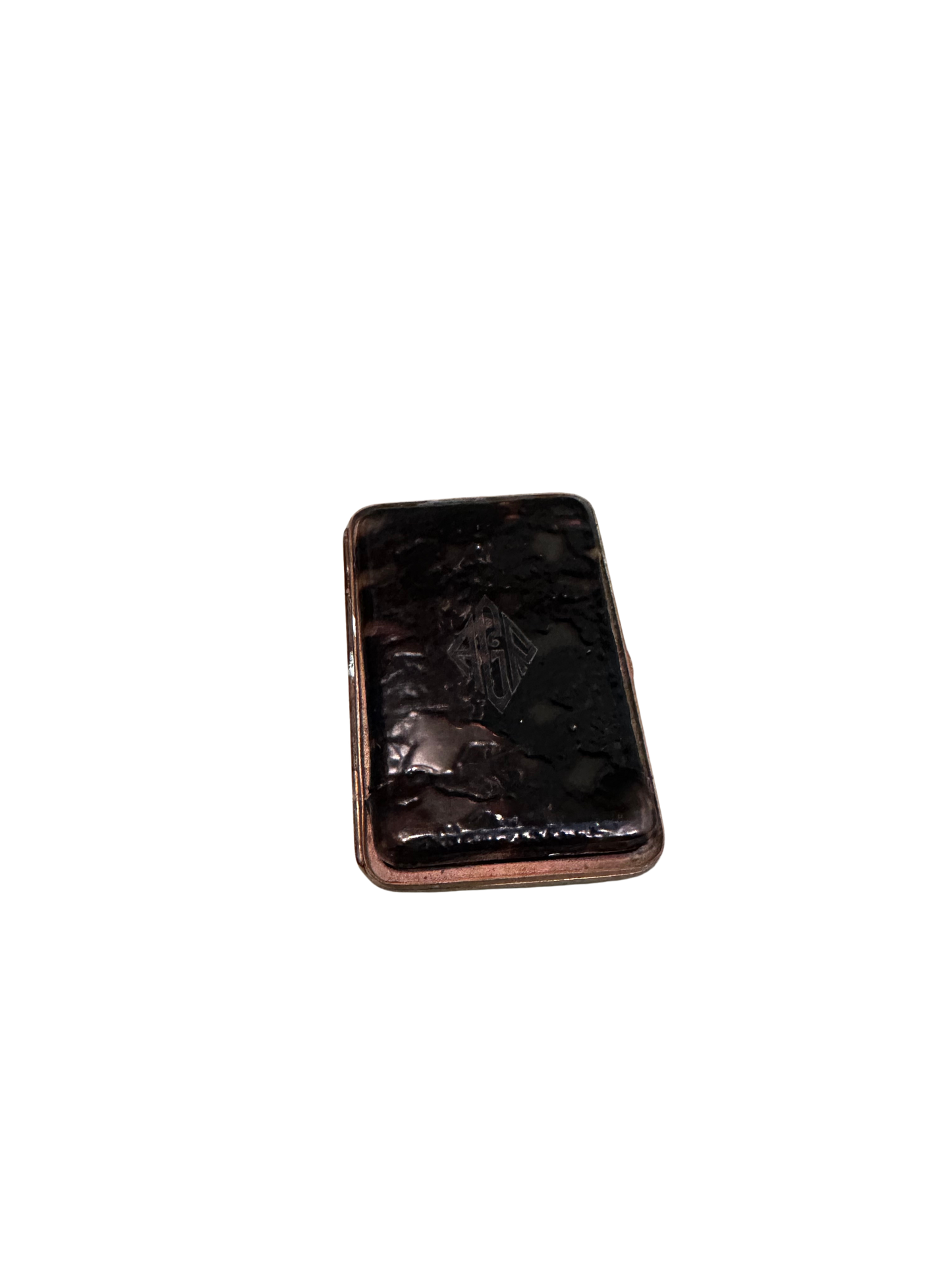 Faux Tortoiseshell and brass card/cigarette case with Monogram