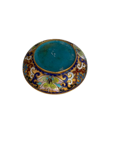Vintage Chinese Cloisonné Enamel Floral Lidded Box with Gilt Ground, Mid-20th Century